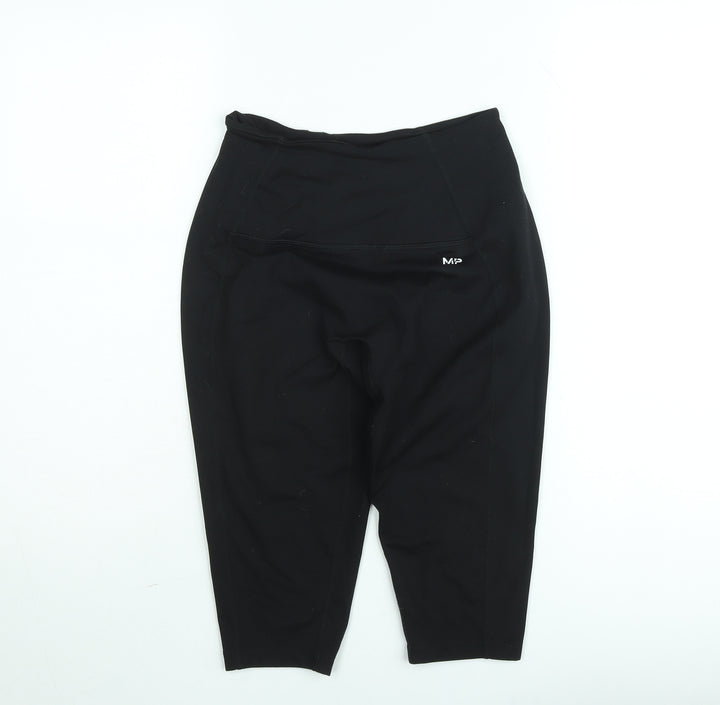 MP Women's Black Medium Capri Leggings Polyester Blend Stretch Activewear