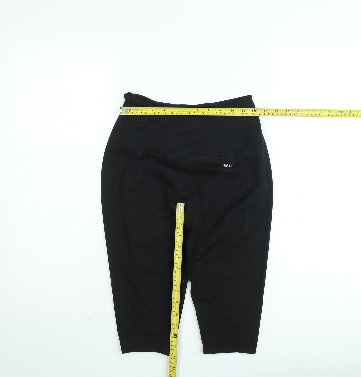 MP Women's Black Medium Capri Leggings Polyester Blend Stretch Activewear