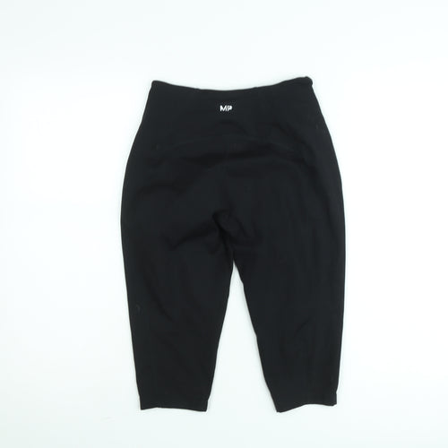MP Women's Black Medium Capri Leggings Polyester Blend Stretch Activewear