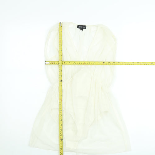 Topshop Women Ivory Sheer V-Neck Playsuit UK 6 Sleeveless Lightweight