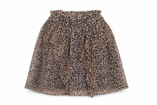 Front view of Topshop Petite Brown Animal Print Chiffon Mini Skirt UK 4