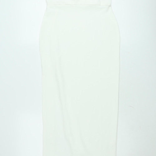 Boohoo Women White UK 8 One Shoulder Bodycon Midi Dress
