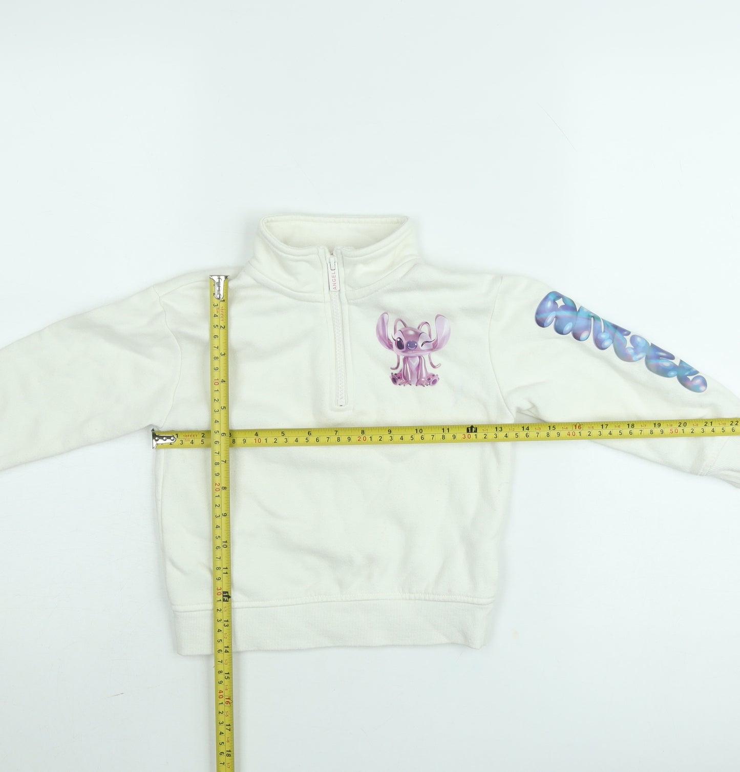 Disney Stitch Girls White 4-5 Years Half Zip Fleece Jumper by Primark