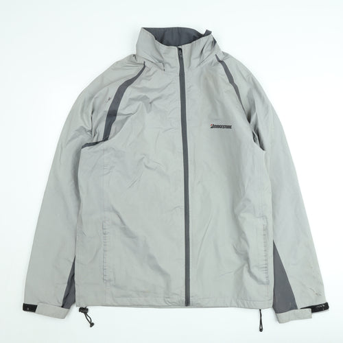 Bridgestone Men's Grey XL Windbreaker Jacket Lightweight Water Resistant