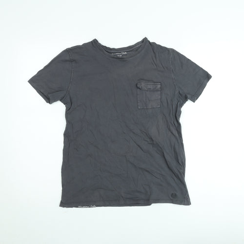 Massimo Dutti Teens Grey Cotton Crew Neck Short Sleeve T-Shirt 13-14 Years
