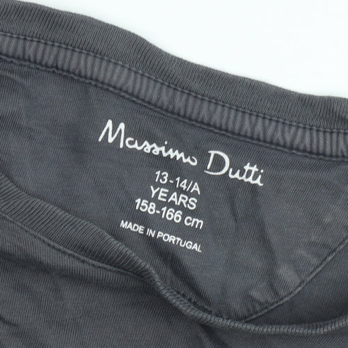 Massimo Dutti Teens Grey Cotton Crew Neck Short Sleeve T-Shirt 13-14 Years