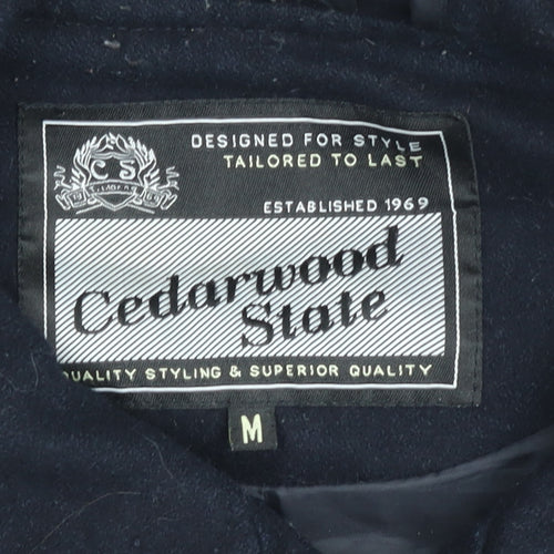 Cedarwood State Women's Black Wool Duffle Coat Hooded Medium