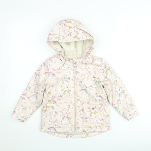 Marks and Spencer Girls Pink Unicorn Hooded Puffer Jacket 4-5 Years