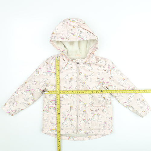Marks and Spencer Girls Pink Unicorn Hooded Puffer Jacket 4-5 Years