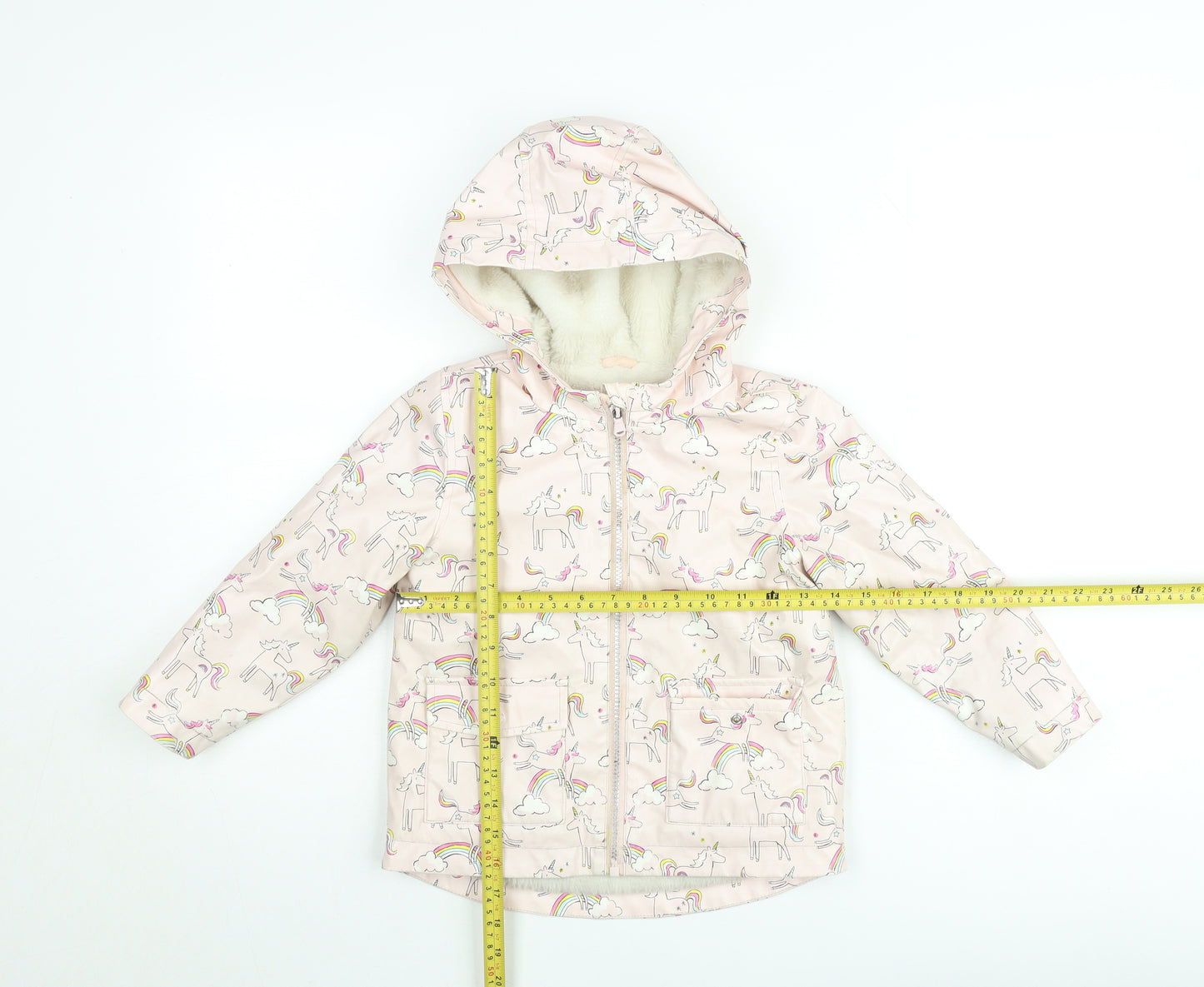Marks and Spencer Girls Pink Unicorn Hooded Puffer Jacket 4-5 Years
