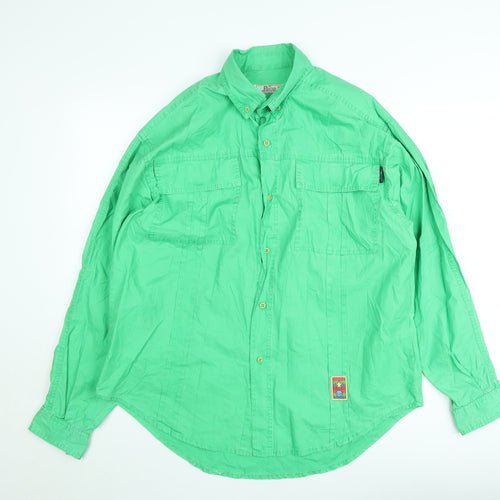 Paco Women’s Green Cotton Long Sleeve Button-Up Shirt M