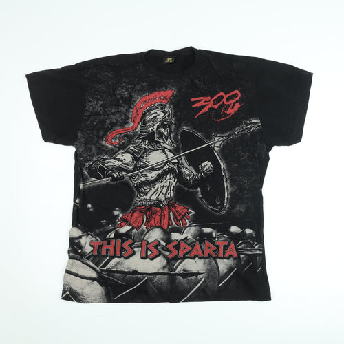 Greek 300 This Is Sparta Black Graphic Movie T-Shirt Men's Large