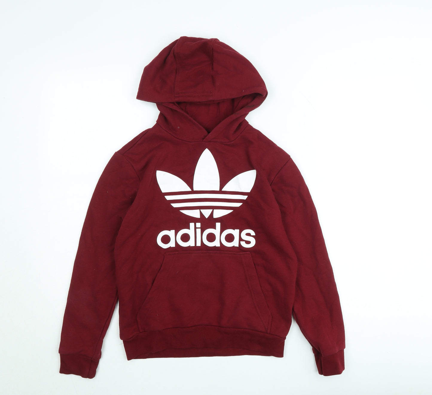 Adidas Teens Red Pullover Hoodie M Logo Graphic Sweatshirt