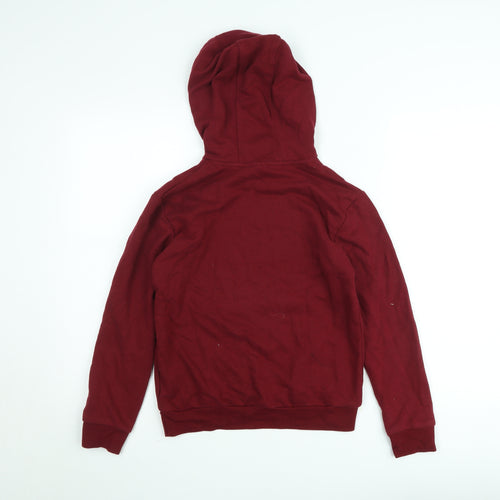 Adidas Teens Red Pullover Hoodie M Logo Graphic Sweatshirt