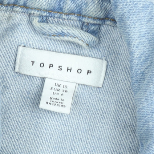 Topshop Women's Blue Distressed Denim Jacket Size 10