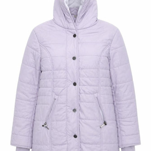 Cotton Traders Women Lilac Quilted Hooded Puffer Jacket Size 12