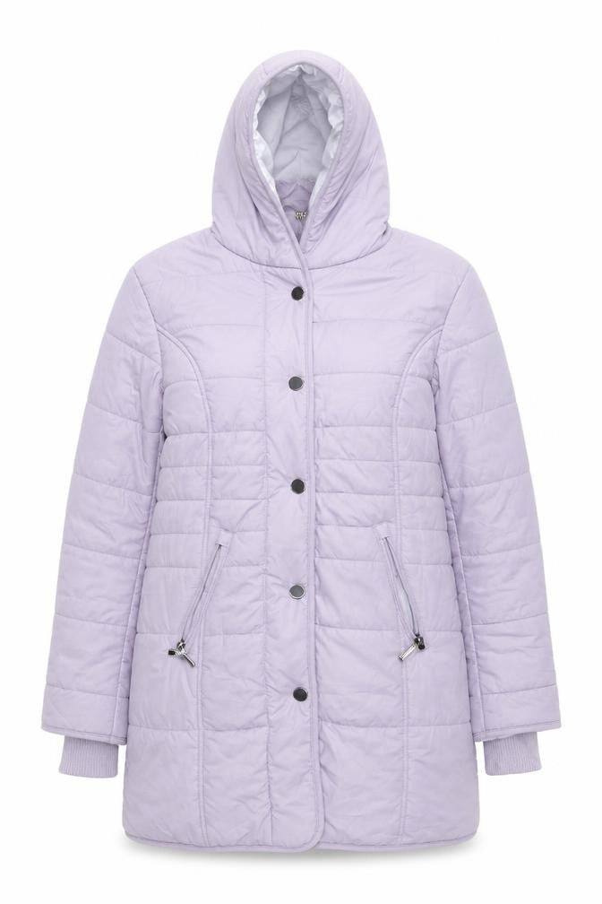Cotton Traders Women Lilac Quilted Hooded Puffer Jacket Size 12