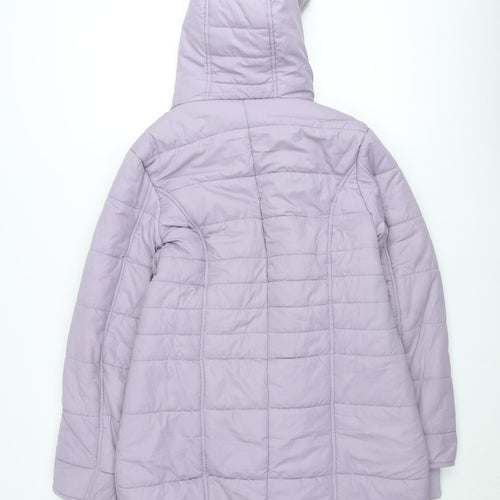 Cotton Traders Women Lilac Quilted Hooded Puffer Jacket Size 12