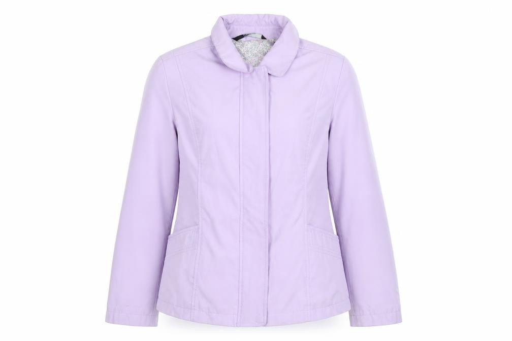Front view of Bonmarché Women's Purple Full Zip Mid-Length Jacket, size S