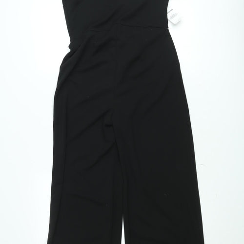 Boohoo Women Black & White One Shoulder Jumpsuit UK 14 Wide Leg