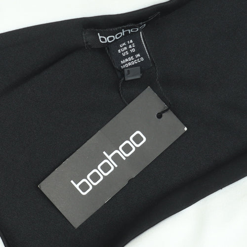 Boohoo Women Black & White One Shoulder Jumpsuit UK 14 Wide Leg