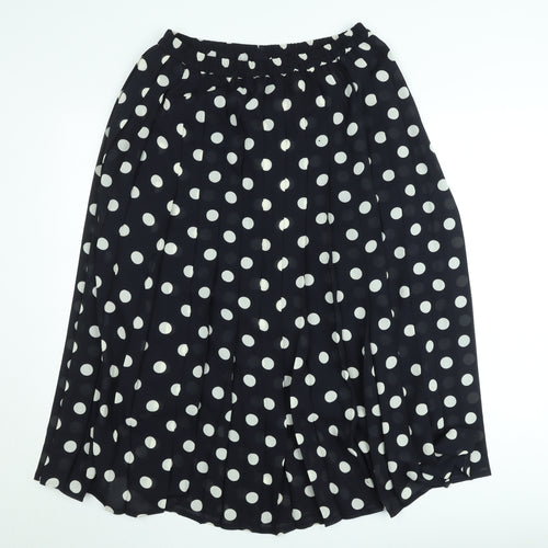 Basler Women Black Polka Dot Pleated Midi Skirt Size 12