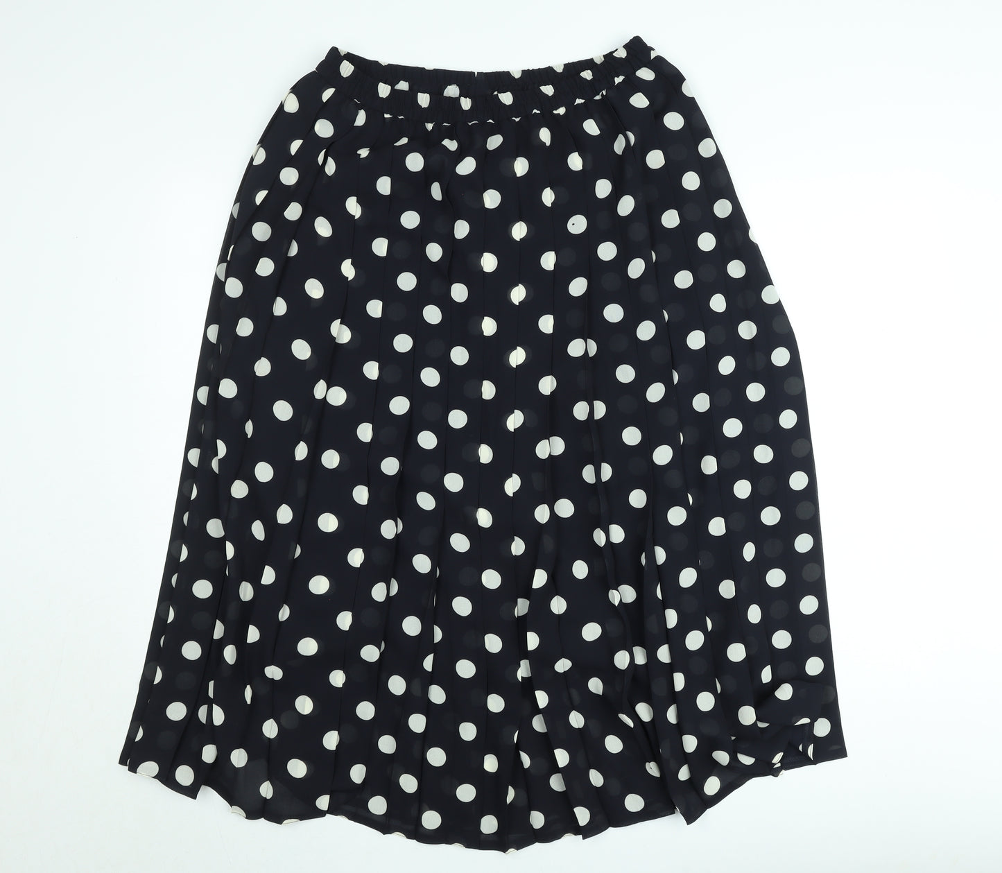 Basler Women Black Polka Dot Pleated Midi Skirt Size 12