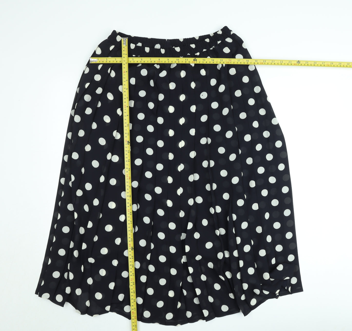 Basler Women Black Polka Dot Pleated Midi Skirt Size 12