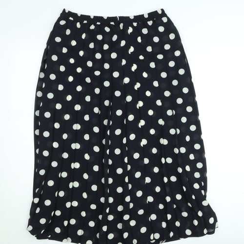 Basler Women Black Polka Dot Pleated Midi Skirt Size 12