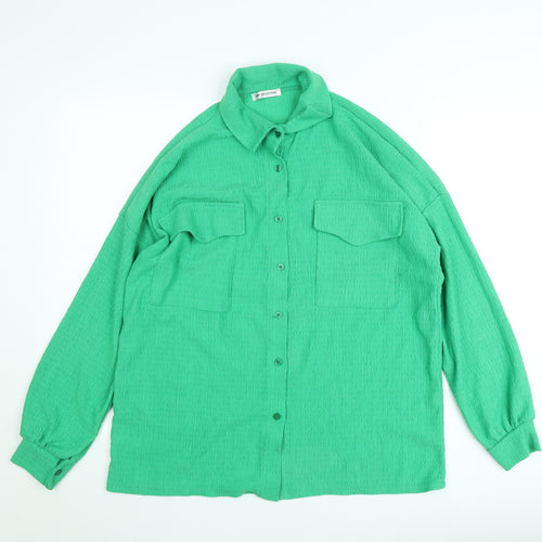 New Collection Women Green Button-Up Shirt Long Sleeve Size L