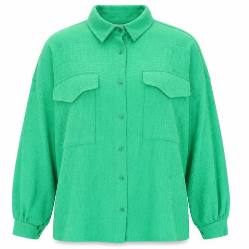 New Collection Women Green Button-Up Shirt Long Sleeve Size L