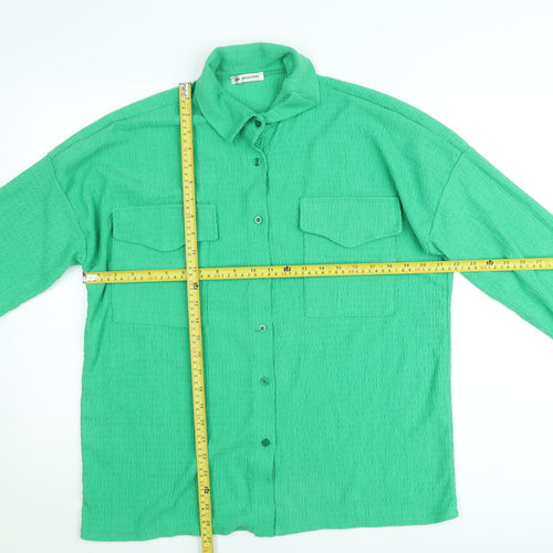 New Collection Women Green Button-Up Shirt Long Sleeve Size L