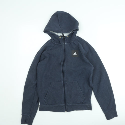 adidas Mens Blue XS Full Zip Hoodie Sports Fleece Sweatshirt