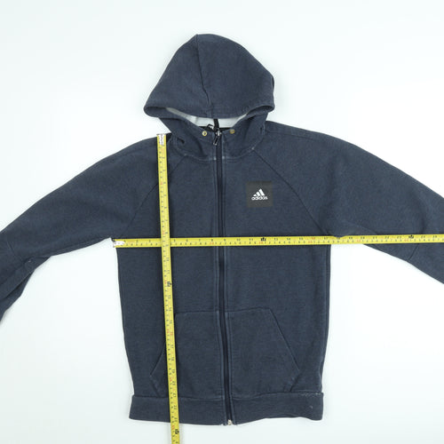 adidas Mens Blue XS Full Zip Hoodie Sports Fleece Sweatshirt