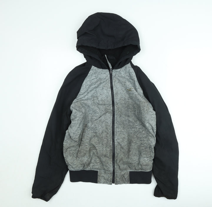 Hollister Men’s Grey Black Hooded Full Zip All-Weather Jacket Size S