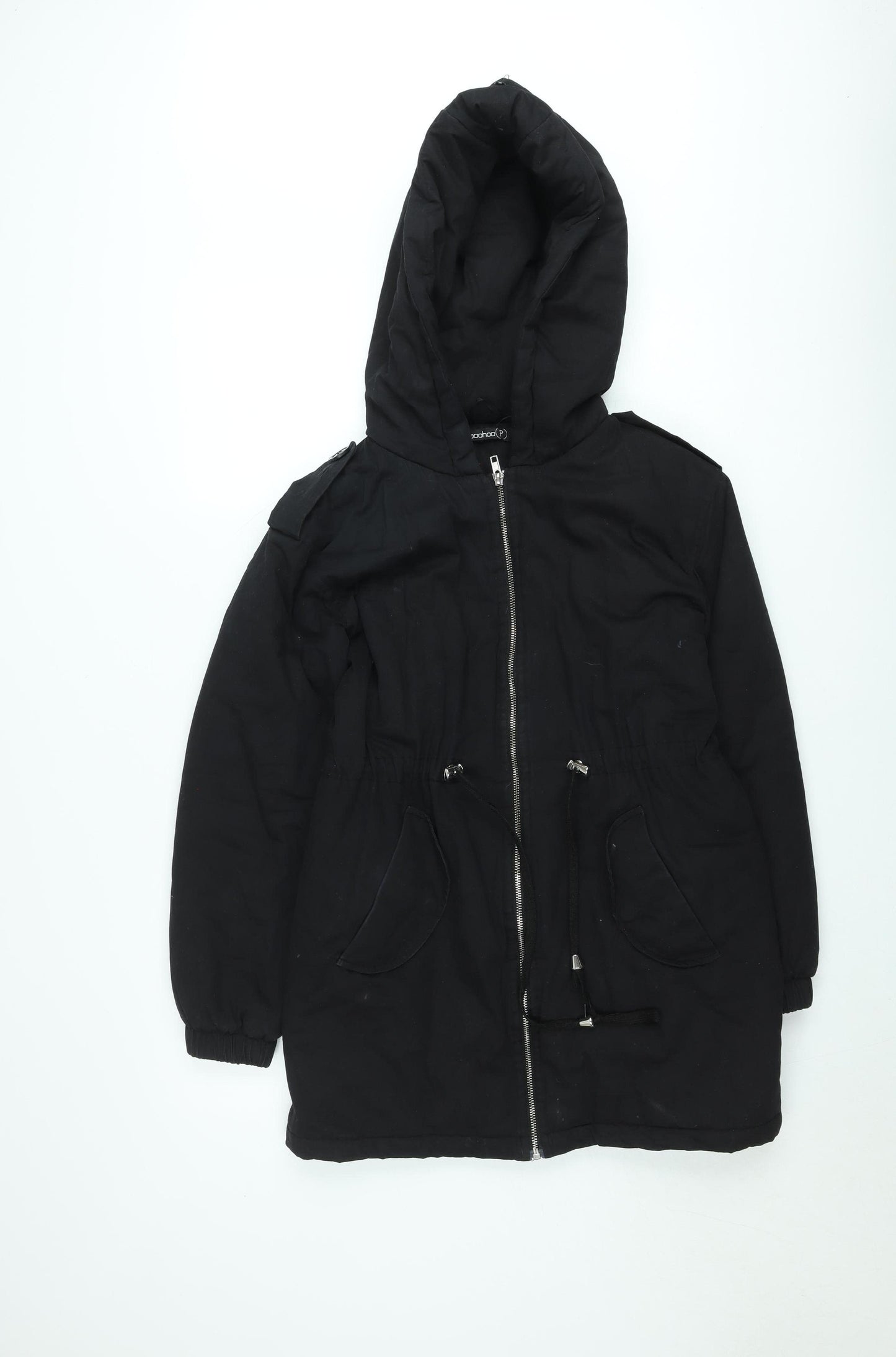 Boohoo Women’s Black Petite Size 8 Hooded Parka Jacket