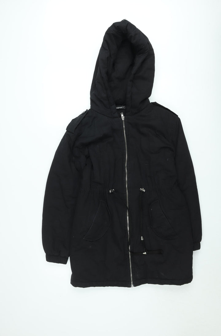 Boohoo Women’s Black Petite Size 8 Hooded Parka Jacket