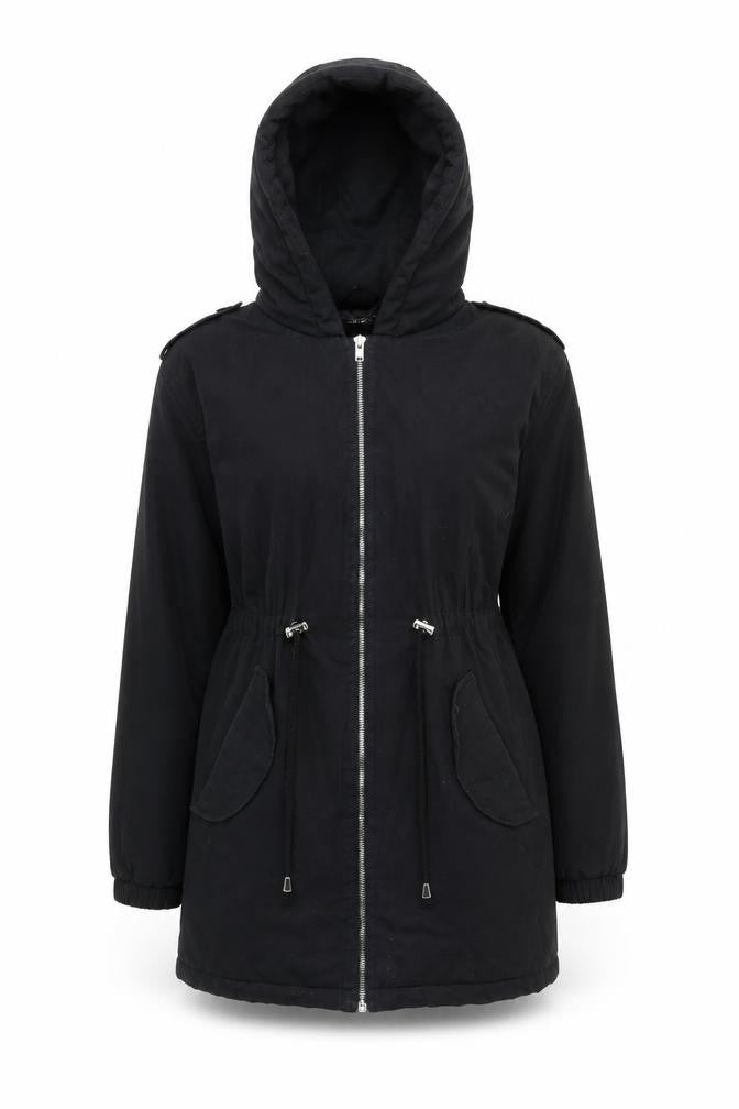 Boohoo Women’s Black Petite Size 8 Hooded Parka Jacket