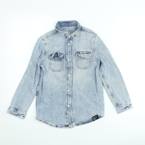 Marks and Spencer Girls Blue Denim Shirt Jacket 9-10 Years Long Sleeve