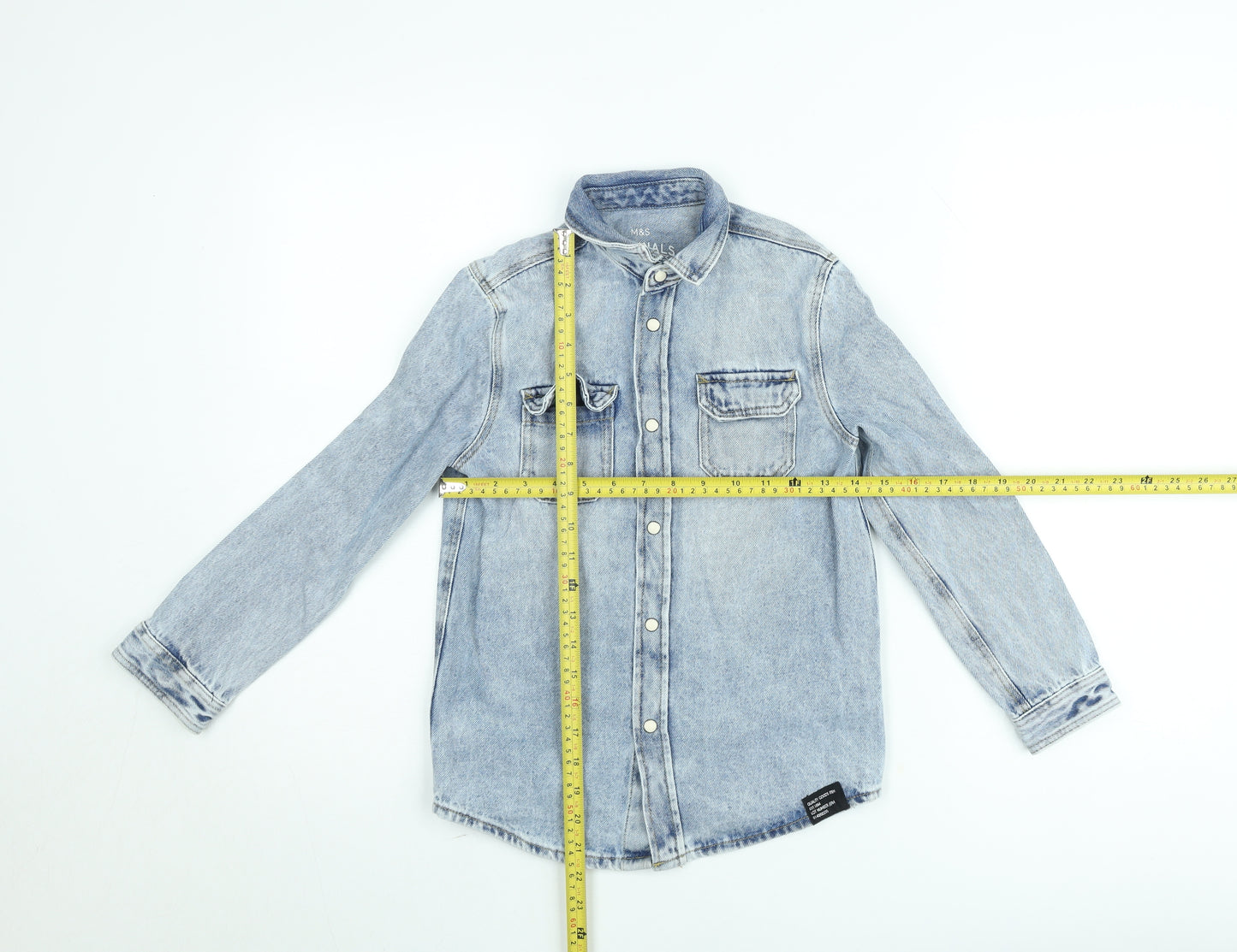 Marks and Spencer Girls Blue Denim Shirt Jacket 9-10 Years Long Sleeve
