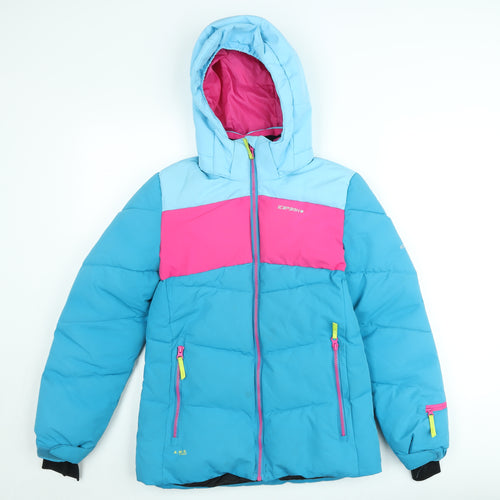 Icepeak Teens Blue Pink Puffer Jacket Size 14 Hooded Winter Coat