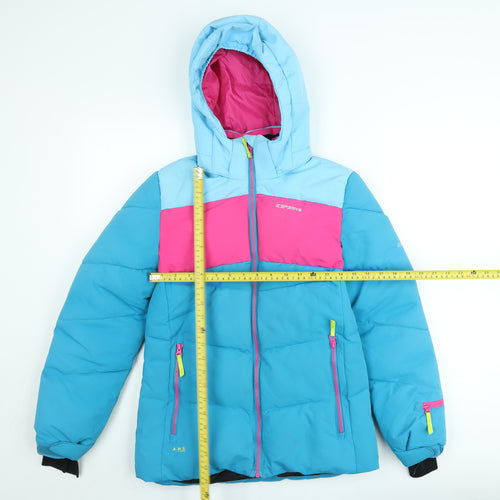 Icepeak Teens Blue Pink Puffer Jacket Size 14 Hooded Winter Coat