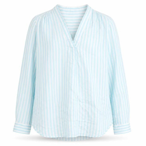 GAP Women Blue Striped Cotton Tunic Blouse Long Sleeve Size S