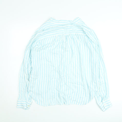 GAP Women Blue Striped Cotton Tunic Blouse Long Sleeve Size S