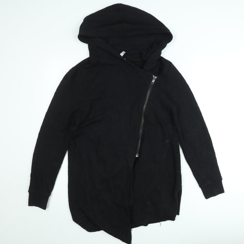 H&M Women’s Black Hooded Full Zip Knit Jumper Size S