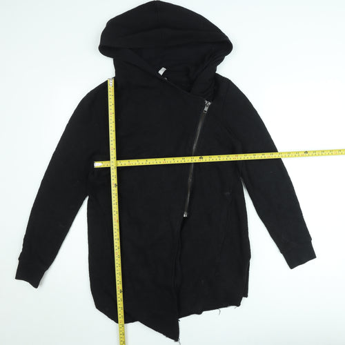 H&M Women’s Black Hooded Full Zip Knit Jumper Size S
