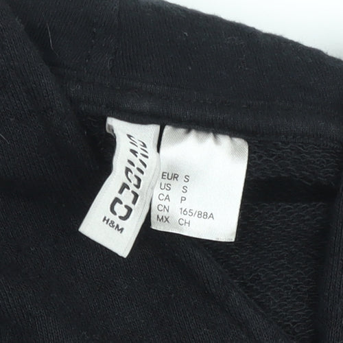 H&M Women’s Black Hooded Full Zip Knit Jumper Size S