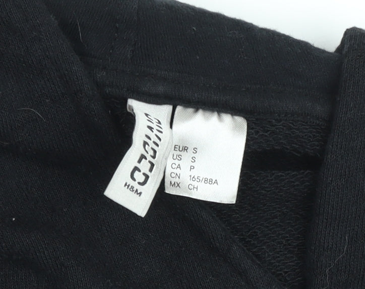 H&M Women’s Black Hooded Full Zip Knit Jumper Size S
