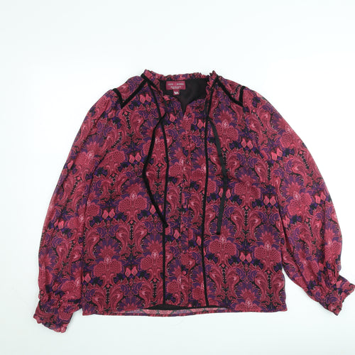 Love & Roses Women Red Floral Long Sleeve Blouse UK 10 V&A Collection