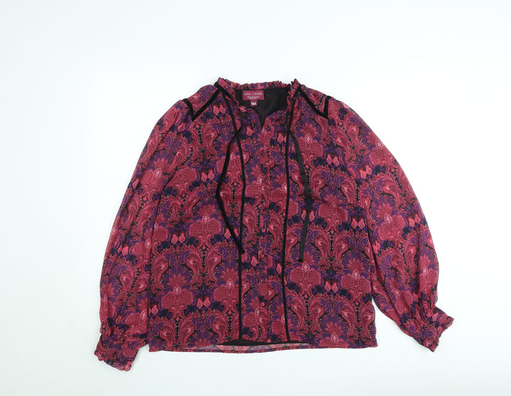 Love & Roses Women Red Floral Long Sleeve Blouse UK 10 V&A Collection